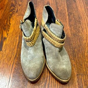 Anthropologie Rebels - Tan Ankle suede booties size 6 1/2.